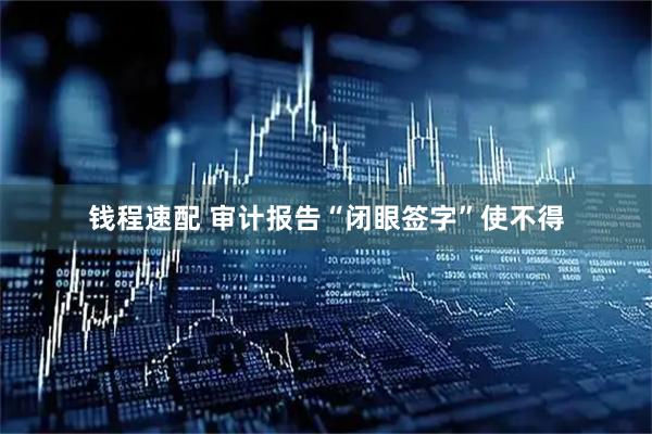 钱程速配 审计报告“闭眼签字”使不得