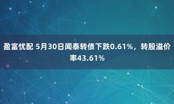 盈富忧配 5月30日闻泰转债下跌0.61%，转股溢价率43.61%
